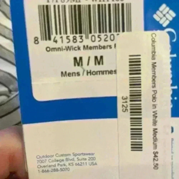 Columbia Men’s Omni-Wick Members Polo in white and black. Medium. NWT. - Picture 2 of 5